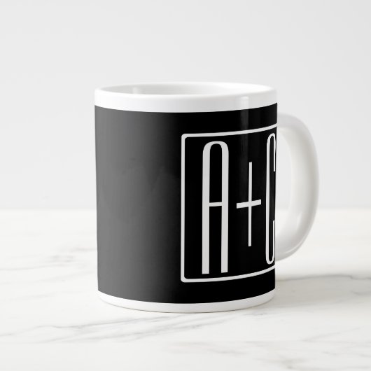 Zwart-wit | Initialen voor paren Grote Koffiekop (Voorkant rechts)
