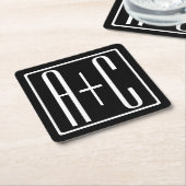 Zwart-wit | Initialen voor paren Kartonnen Onderzetters (Schuin)