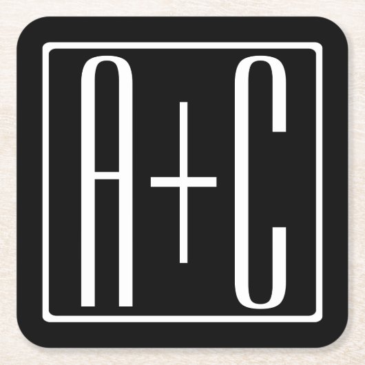 Zwart-wit | Initialen voor paren Kartonnen Onderzetters (Voorkant)