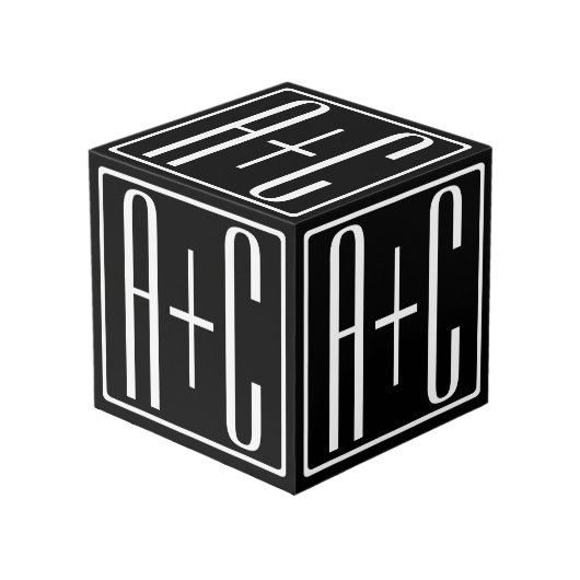 Zwart-wit | Initialen voor paren Kubus (Voorkant hoekig)