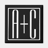 Zwart-wit | Initialen voor paren Magneet (Voorkant)