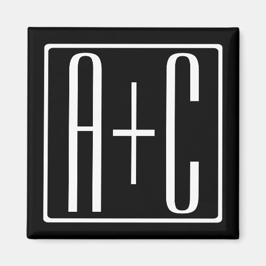 Zwart-wit | Initialen voor paren Magneet (Voorkant)