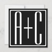 Zwart-wit | Initialen voor paren Magnetische Uitnodiging (Voorkant)