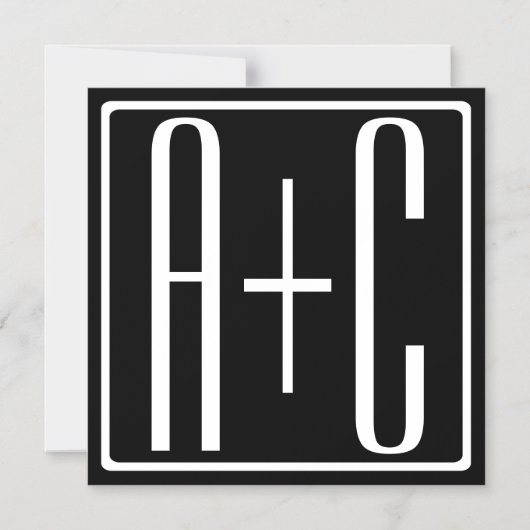 Zwart-wit | Initialen voor paren Magnetische Uitnodiging (Voorkant)