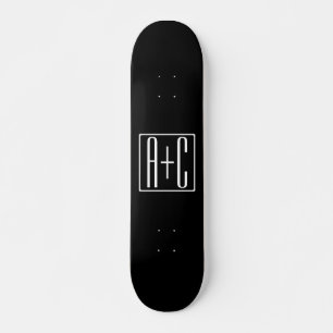 Zwart-wit   Initialen voor paren Persoonlijk Skateboard