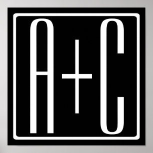 Zwart-wit   Initialen voor paren Poster