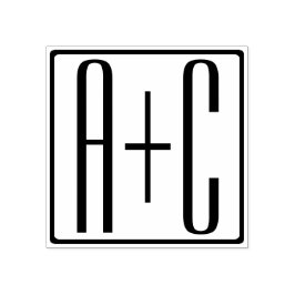 Zwart-wit | Initialen voor paren Rubberstempel