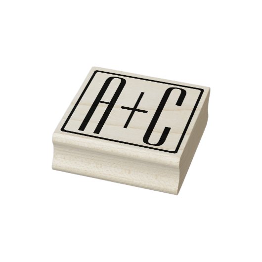 Zwart-wit | Initialen voor paren Rubberstempel (Stempel)