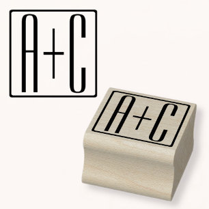 Zwart-wit   Initialen voor paren Rubberstempel