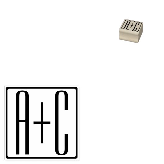 Zwart-wit | Initialen voor paren Rubberstempel (Gestempeld)