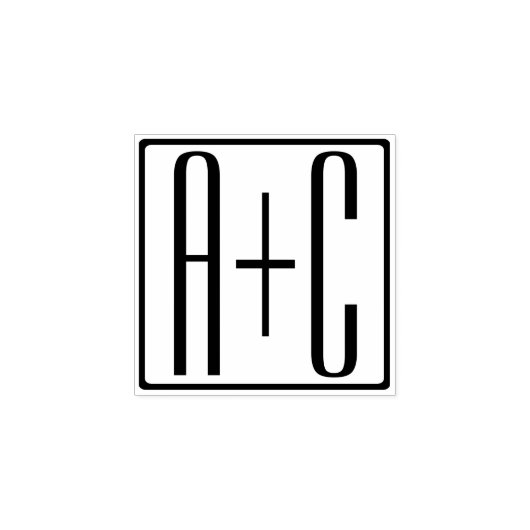 Zwart-wit | Initialen voor paren Rubberstempel (Afrduk)