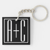 Zwart-wit | Initialen voor paren Sleutelhanger (Achterkant)