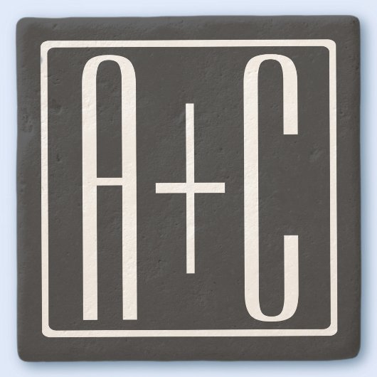 Zwart-wit | Initialen voor paren Stenen Onderzetter