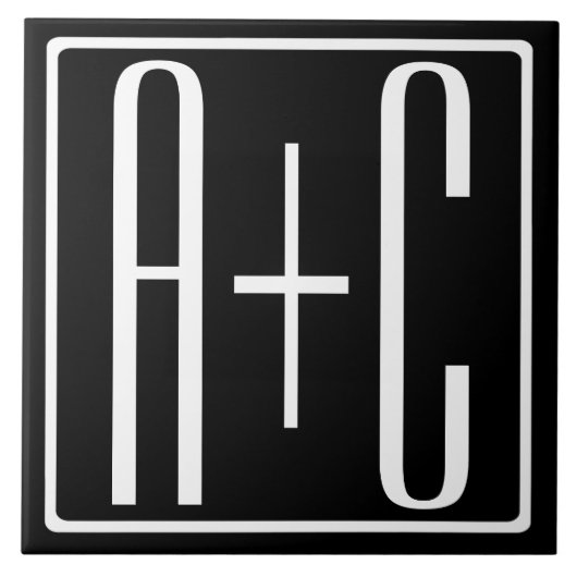 Zwart-wit | Initialen voor paren Tegeltje (Voorkant)