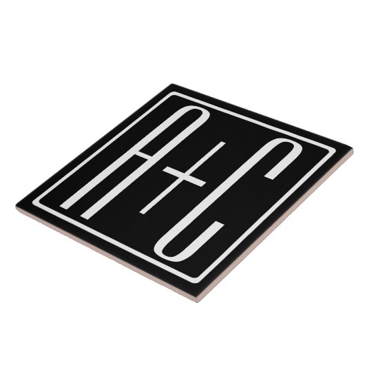 Zwart-wit | Initialen voor paren Tegeltje (Zijkant)