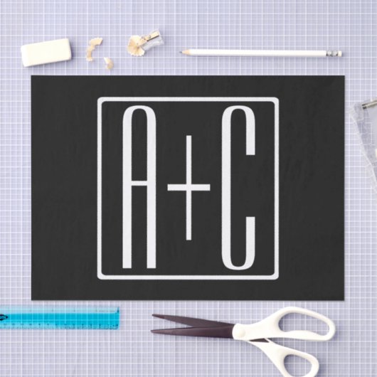 Zwart-wit | Initialen voor paren Tissuepapier (Craft)