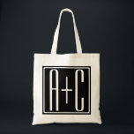 Zwart-wit | Initialen voor paren Tote Bag<br><div class="desc">Ideaal voor een dubbel monogram of zelfs een logo.. Bedankt voor je aankoop!</div>