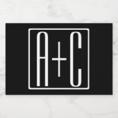 Zwart-wit | Initialen voor paren Voedselcontainer Etiket (Enkel label)