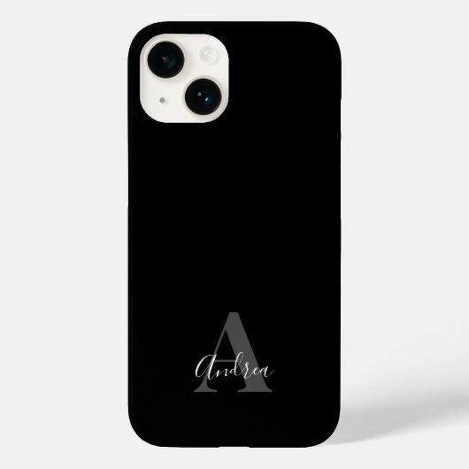 Zwart & Wit | Initiele Monogram Persoonlijke Naam Case-Mate iPhone Case (Achterkant)