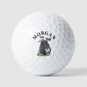 Zwart-Wit Initiele Naam Monogram Golfballen (Voorkant)