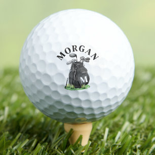 Zwart-Wit Initiele Naam Monogram Golfballen