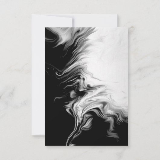 Zwart & Wit Inkt Kunst Trouw Uitnodiging (Achterkant)