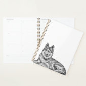 Zwart & Wit Inkt & Waterverf Siberische Husky Planner (Display)