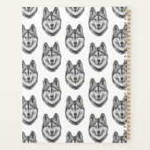 Zwart & Wit Inkt & Waterverf Siberische Husky Planner (Achterkant)