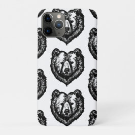Zwart-wit inkttekening van een berengezicht Case-Mate iPhone case