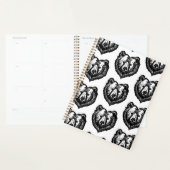 Zwart-wit inkttekening van een berengezicht planner (Display)