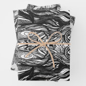 Zwart-wit inkttekeningen inpakpapier vel (In situ)