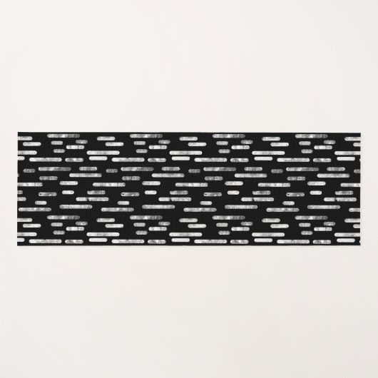 Zwart-wit Inky Roundlines Patroon Yogamat (Voorkant (horizontaal))