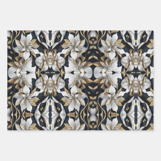 Zwart-wit inpakpapier Flat Sheet Set van 3 (Voorkant)