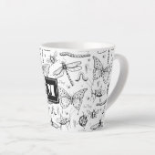  zwart-wit insectentekening latte mok (Rechterhoek)