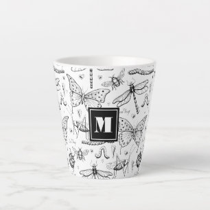 zwart-wit insectentekening latte mok