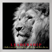Zwart-wit Inspirerend leiderschap Lion Square Poster (Voorkant)