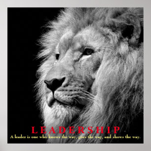 Zwart-wit Inspirerend leiderschap Lion Square Poster
