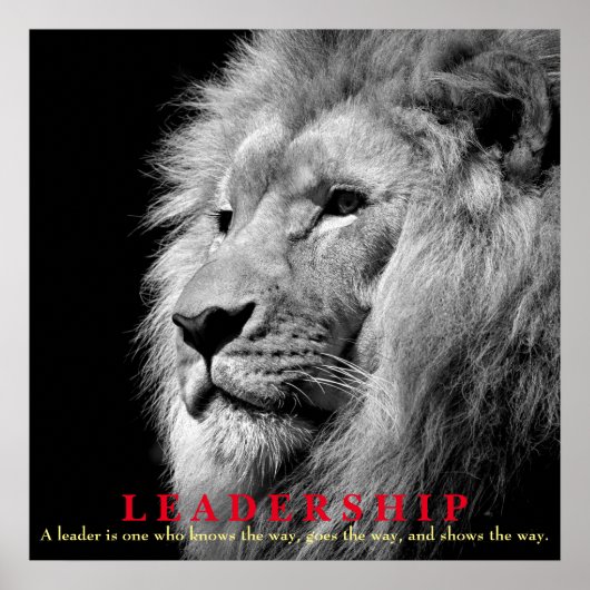 Zwart-wit Inspirerend leiderschap Lion Square Poster (Voorkant)
