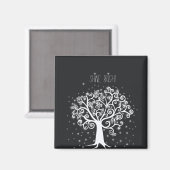 Zwart Wit Inspirerend Quote Shine Bright Tree Magneet (Voorkant / Achterkant)