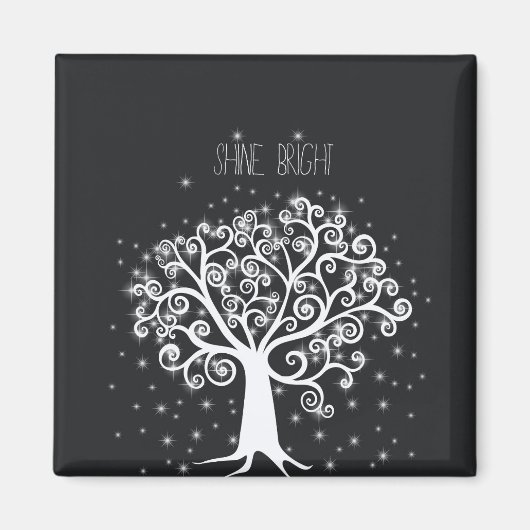 Zwart Wit Inspirerend Quote Shine Bright Tree Magneet (Voorkant)