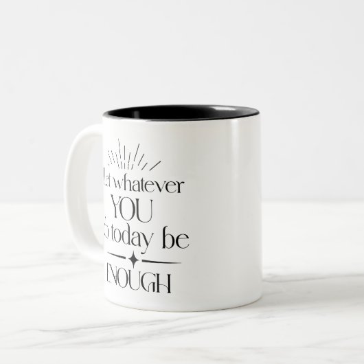 Zwart-wit Inspirerend Quote Tweekleurige Koffiemok (Voorkant links)