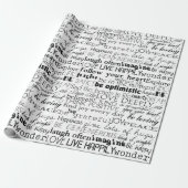 Zwart Wit Inspirerend Woorden Cadeaupapier (Uitgerold)