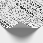 Zwart Wit Inspirerend Woorden Cadeaupapier (Hoek)