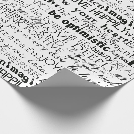 Zwart Wit Inspirerend Woorden Cadeaupapier (Hoek)