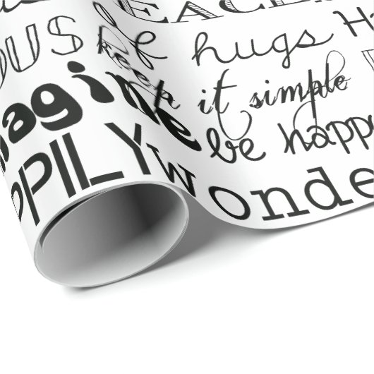 Zwart Wit Inspirerend Woorden Cadeaupapier (Rol Hoek)