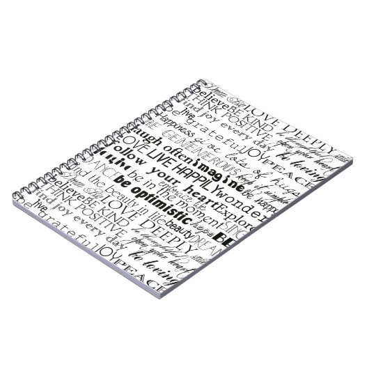 Zwart Wit Inspirerend Woorden Kerst Notitieboek (Linkerzijde)