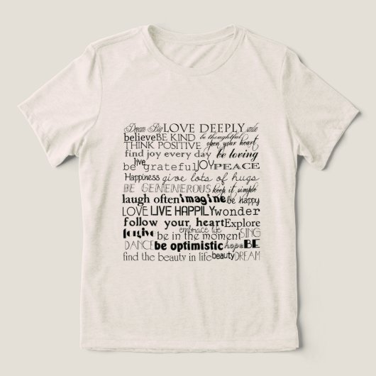 Zwart Wit Inspirerend Woorden Kerst Tri-Blend Shirt (Design voorkant)