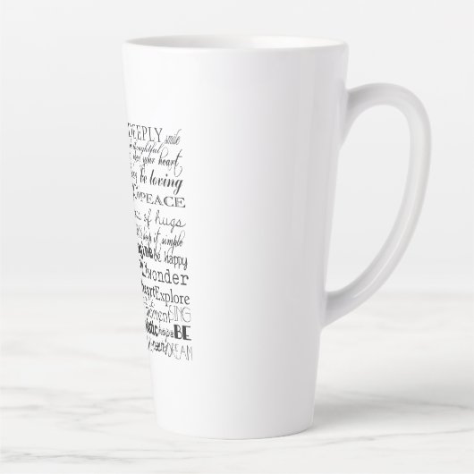 Zwart Wit Inspirerend Woorden Latte Mok (Rechts)