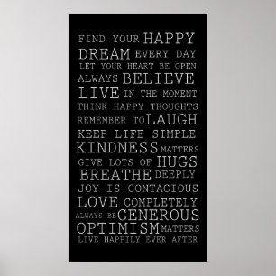 Zwart Wit Inspirerend Woorden Poster