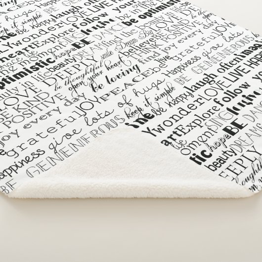 Zwart Wit Inspirerend Woorden Sherpa Deken (3/4)